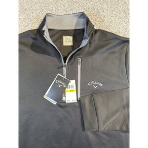 Callaway Men's 1/4 Zip Pullover Golf Performance Size Medium Black NWT UPF 50